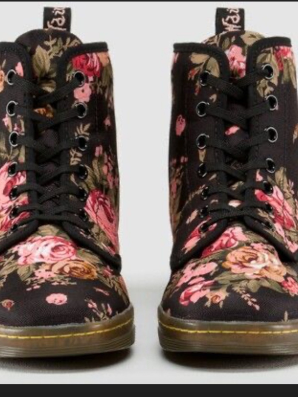 Women's DR MARTENS Shoreditch Victorian Floral Canvas Boots Size 7